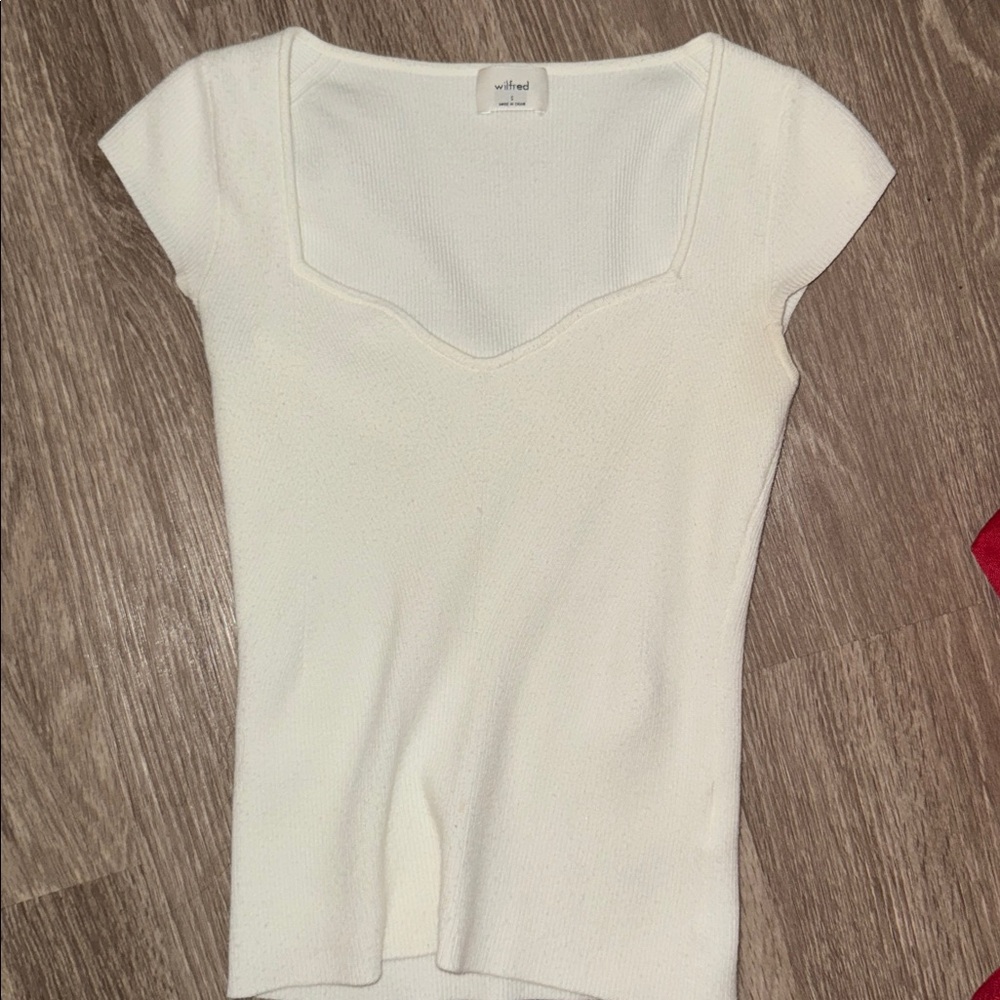 Aritzia Wilfred White Short Sleeve Top